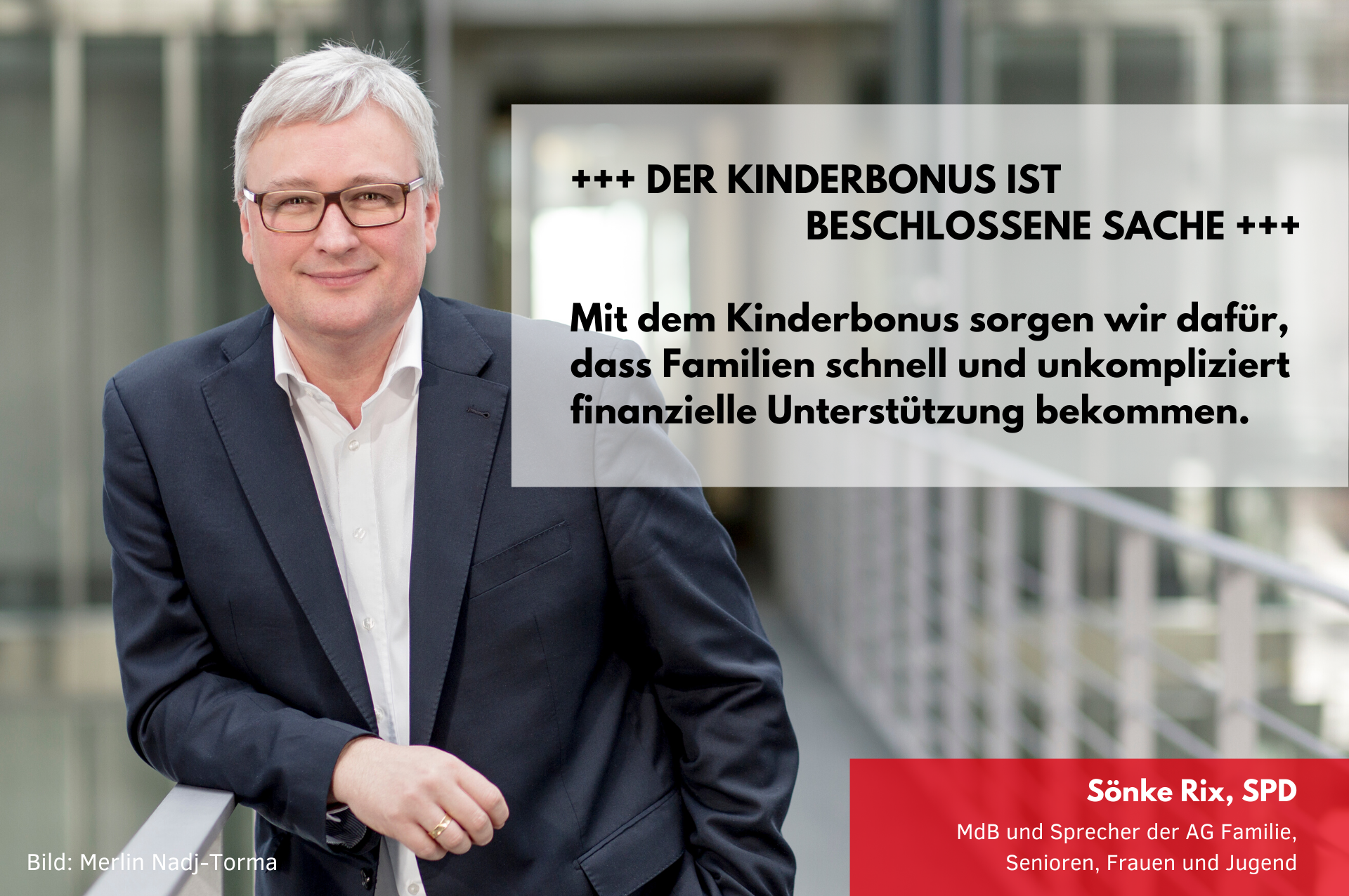 Kinderbonus ist beschlossene Sache › Sönke Rix MdB